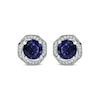 Thumbnail Image 2 of 6.0mm Lab-Created Blue Sapphire and 1/10 CT. T.W. Diamond Octagonal Swirl Frame Stud Earrings in 10K White Gold