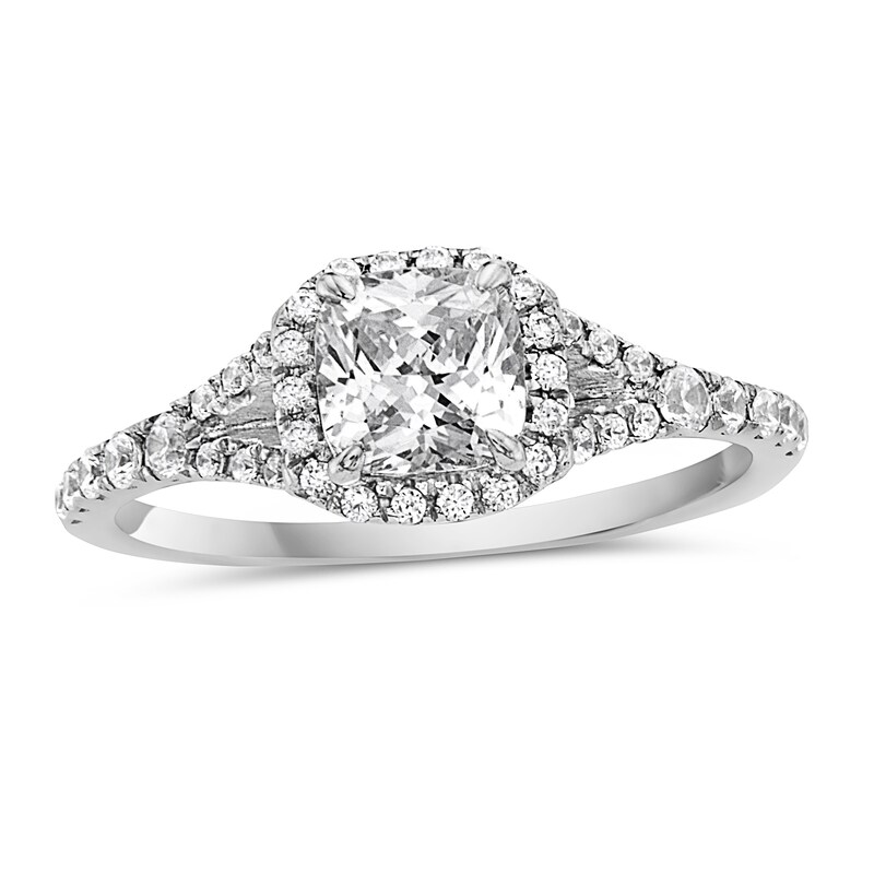 1-1/2 CT. T.W. Cushion-Cut Diamond Frame Engagement Ring in Platinum