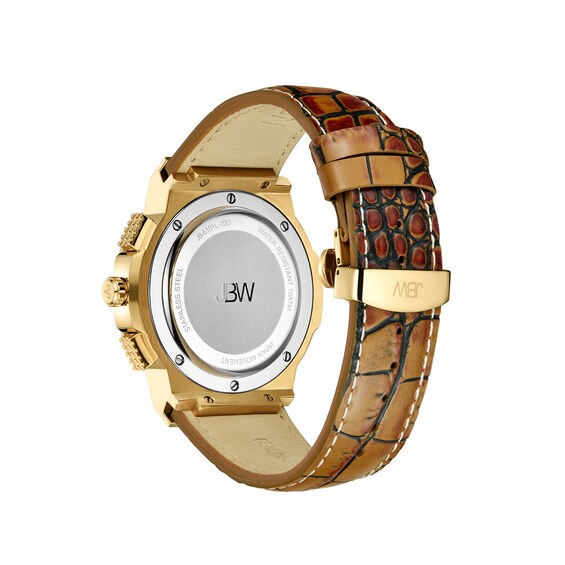 Men's JBW Saxon 1/6 CT. T.w. Diamond 18K Gold Plate Strap Watch with Gold-Tone Dial (Model: Jb-6101L-10D)