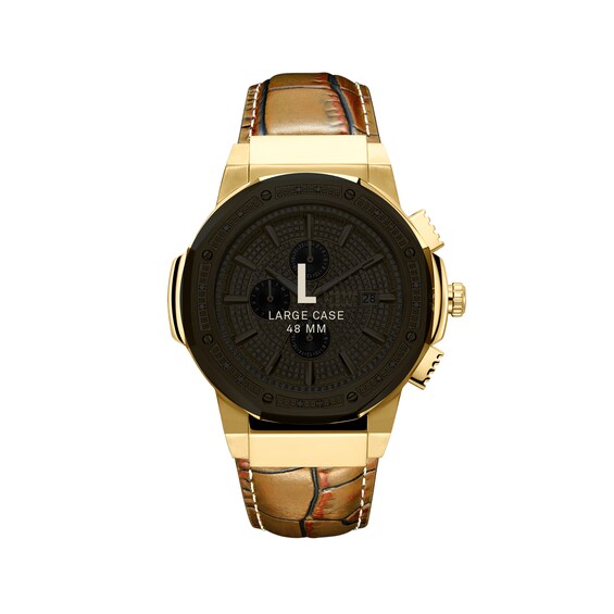 Men's JBW Saxon 1/6 CT. T.w. Diamond 18K Gold Plate Strap Watch with Gold-Tone Dial (Model: Jb-6101L-10D)
