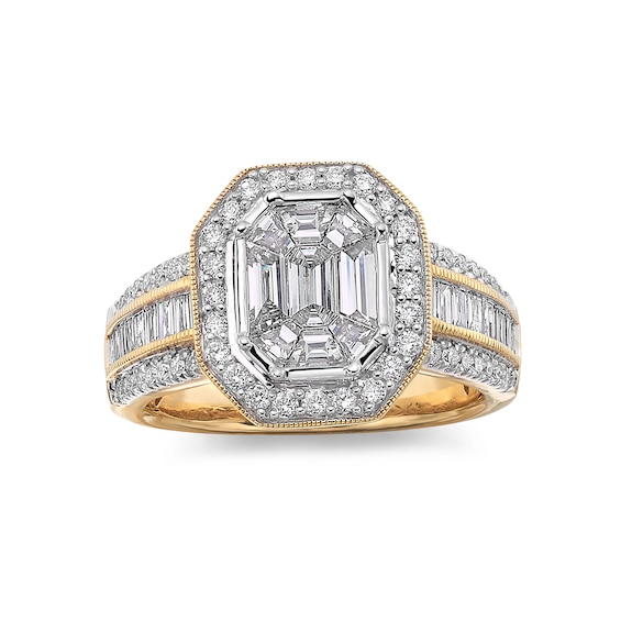 1-1/2 CT. T.w. Emerald-Cut Diamond Frame Vintage-Style Engagement Ring in 14K Gold