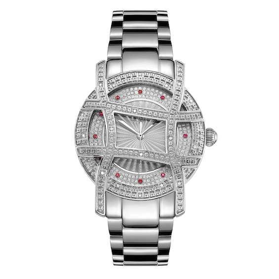 Ladies' JBW Olympia 1/5 CT. T.w. Diamond and Crystal Accent Watch with Silver-Tone Dial (Model: Jb-6214-10C)