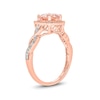 Thumbnail Image 2 of 7.0mm Morganite and 1/10 CT. T.W. Diamond Cushion Frame Twist Shank Vintage-Style Ring in 10K Rose Gold