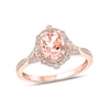 Thumbnail Image 0 of Oval Morganite and 1/5 CT. T.W. Diamond Ornate Frame Split Shank Vintage-Style Ring in 10K Rose Gold