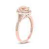 Thumbnail Image 1 of Oval Morganite and 1/5 CT. T.W. Diamond Ornate Frame Split Shank Vintage-Style Ring in 10K Rose Gold