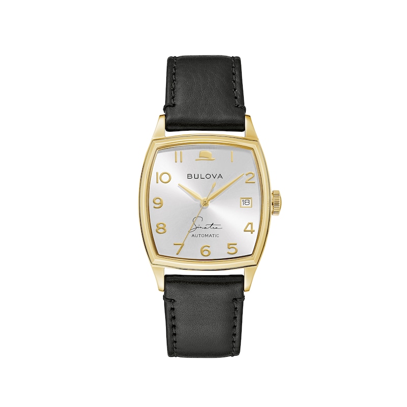 Main Image 1 of Men's Bulova Frank Sinatra 'Young At Heart' Collection Gold-Tone Strap Watch with Silver-Tone Dial (Model: 97B197)