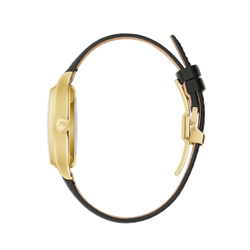 Main Image 2 of Men's Bulova Frank Sinatra 'Young At Heart' Collection Gold-Tone Strap Watch with Silver-Tone Dial (Model: 97B197)