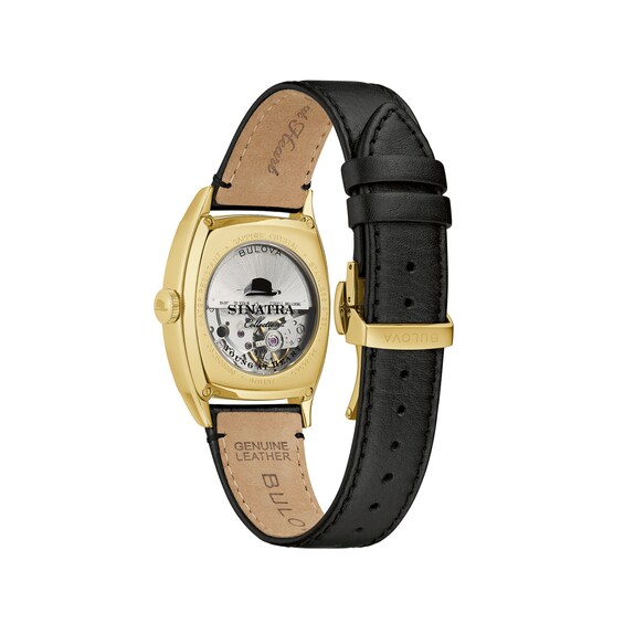 Men's Bulova Frank Sinatra 'Young At Heart' Collection Gold-Tone Strap Watch with Silver-Tone Dial (Model: 97B197)