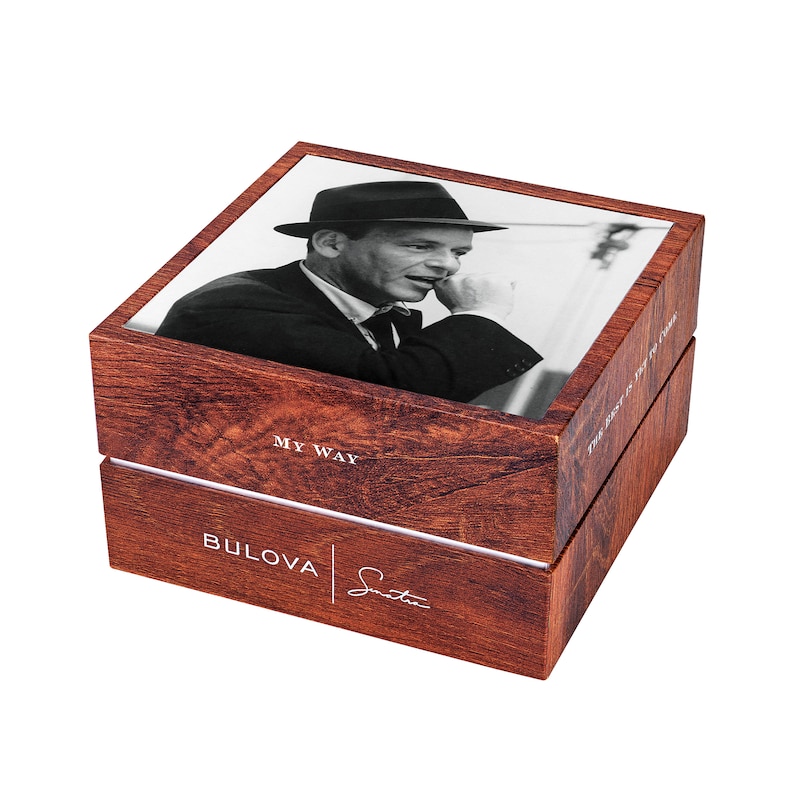 Main Image 4 of Men's Bulova Frank Sinatra 'Young At Heart' Collection Gold-Tone Strap Watch with Silver-Tone Dial (Model: 97B197)