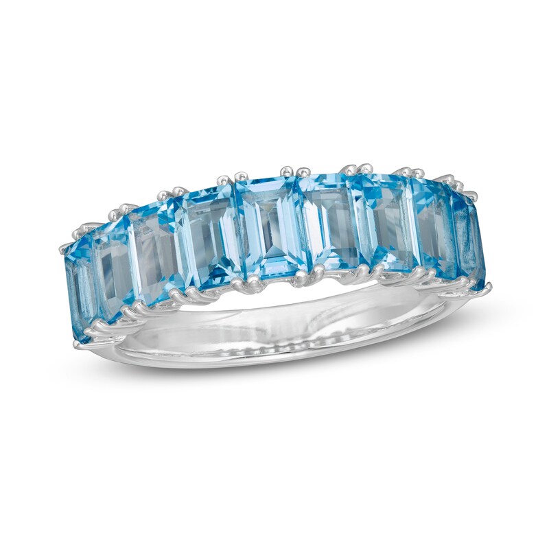Main Image 1 of Marilyn Monroe™ Collection Baguette Swiss Blue Topaz Nine Stone Ring in Sterling Silver