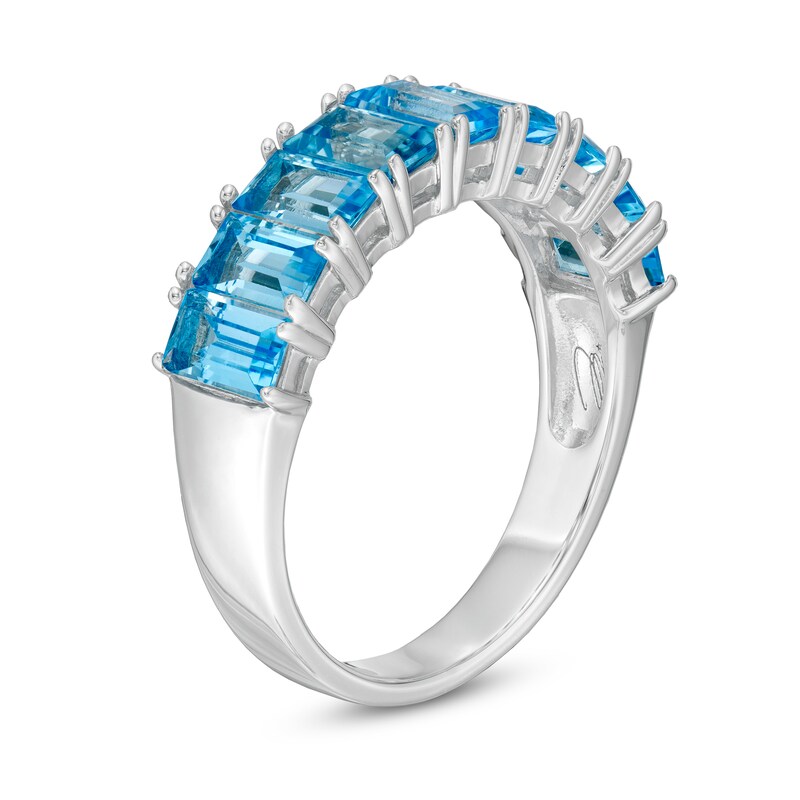 Main Image 2 of Marilyn Monroe™ Collection Baguette Swiss Blue Topaz Nine Stone Ring in Sterling Silver