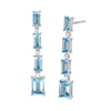 Thumbnail Image 0 of Marilyn Monroe™ Collection Baguette Swiss Blue Topaz and 1/8 CT. T.W. Diamond Linear Drop Earrings in Sterling Silver