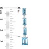 Thumbnail Image 2 of Marilyn Monroe™ Collection Baguette Swiss Blue Topaz and 1/8 CT. T.W. Diamond Linear Drop Earrings in Sterling Silver
