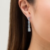 Thumbnail Image 3 of Marilyn Monroe™ Collection Baguette Swiss Blue Topaz and 1/8 CT. T.W. Diamond Linear Drop Earrings in Sterling Silver