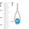 Thumbnail Image 1 of Marilyn Monroe™ Collection Oval Swiss Blue Topaz and 1/4 CT. T.W. Diamond Frame Teardrop Earrings in Sterling Silver