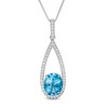 Thumbnail Image 1 of Marilyn Monroe™ Collection Oval Swiss Blue Topaz and 1/5 CT. T.W. Diamond Frame Teardrop Pendant in Sterling Silver