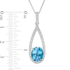 Thumbnail Image 4 of Marilyn Monroe™ Collection Oval Swiss Blue Topaz and 1/5 CT. T.W. Diamond Frame Teardrop Pendant in Sterling Silver