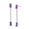 Thumbnail Image 1 of Marilyn Monroe™ Collection Baguette Amethyst, Iolite and 1/6 CT. T.W. Diamond Linear Drop Earrings in Sterling Silver