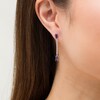 Thumbnail Image 3 of Marilyn Monroe™ Collection Baguette Amethyst, Iolite and 1/6 CT. T.W. Diamond Linear Drop Earrings in Sterling Silver