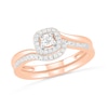 Thumbnail Image 0 of 1/3 CT. T.W. Princess-Cut Diamond Frame Bypass Shank Bridal Set in 10K Rose Gold