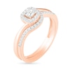 Thumbnail Image 1 of 1/3 CT. T.W. Princess-Cut Diamond Frame Bypass Shank Bridal Set in 10K Rose Gold