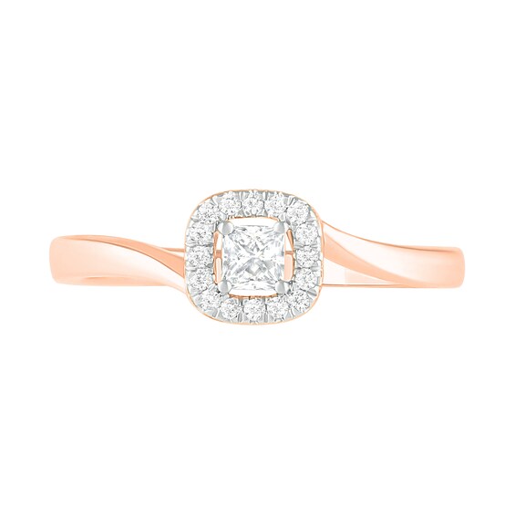 1/3 CT. T.w. Princess-Cut Diamond Frame Bypass Shank Bridal Set in 10K Rose Gold