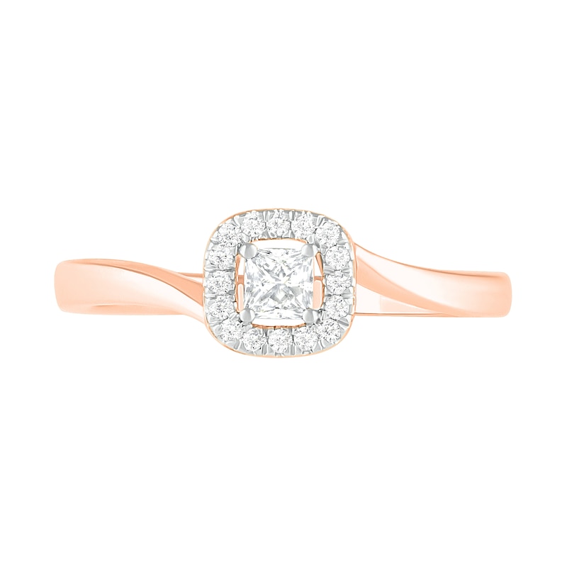 1/3 CT. T.W. Princess-Cut Diamond Frame Bypass Shank Bridal Set in 10K Rose Gold