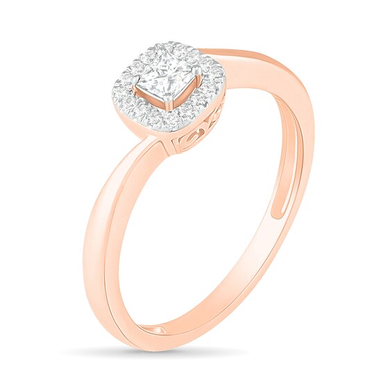 1/3 CT. T.w. Princess-Cut Diamond Frame Bypass Shank Bridal Set in 10K Rose Gold