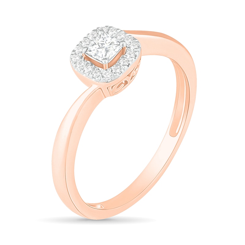 Main Image 6 of 1/3 CT. T.W. Princess-Cut Diamond Frame Bypass Shank Bridal Set in 10K Rose Gold