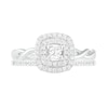 3/8 CT. T.W. Princess-Cut Diamond Double Frame Twist Shank Bridal Set in 10K White Gold