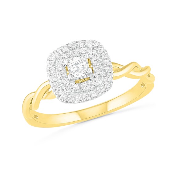 3/8 CT. T.W. Princess-Cut Diamond Double Frame Twist Shank Bridal Set in 10K Gold 3/8 CT. T.W. Princess-Cut Diamond Double Frame Twist Shank Bridal Set in 10K Gold