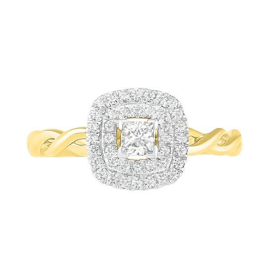 3/8 CT. T.W. Princess-Cut Diamond Double Frame Twist Shank Bridal Set in 10K Gold 3/8 CT. T.W. Princess-Cut Diamond Double Frame Twist Shank Bridal Set in 10K Gold