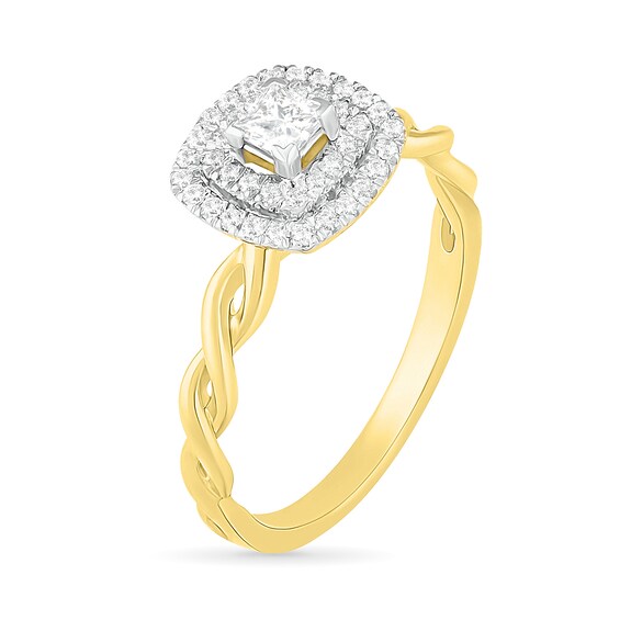 3/8 CT. T.W. Princess-Cut Diamond Double Frame Twist Shank Bridal Set in 10K Gold 3/8 CT. T.W. Princess-Cut Diamond Double Frame Twist Shank Bridal Set in 10K Gold