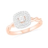 3/8 CT. T.W. Princess-Cut Diamond Double Frame Twist Shank Bridal Set in 10K Rose Gold