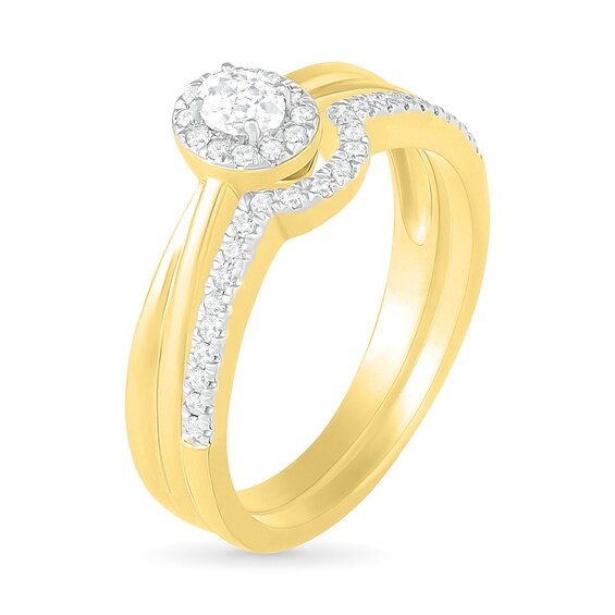 1/3 CT. T.w. Oval Diamond Frame Bridal Set in 10K Gold