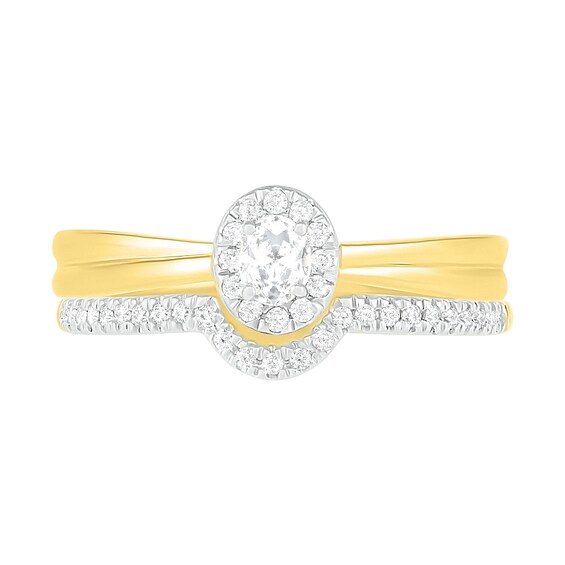 1/3 CT. T.w. Oval Diamond Frame Bridal Set in 10K Gold
