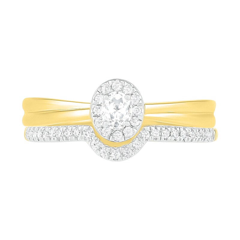 Main Image 3 of 1/3 CT. T.W. Oval Diamond Frame Bridal Set in 10K Gold