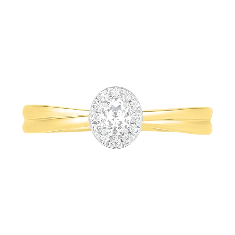 Main Image 5 of 1/3 CT. T.W. Oval Diamond Frame Bridal Set in 10K Gold