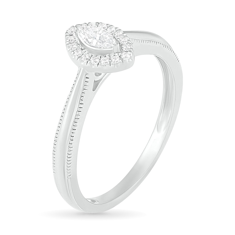 1/3 CT. T.W. Marquise Diamond Frame Vintage-Style Bridal Set in 10K White Gold