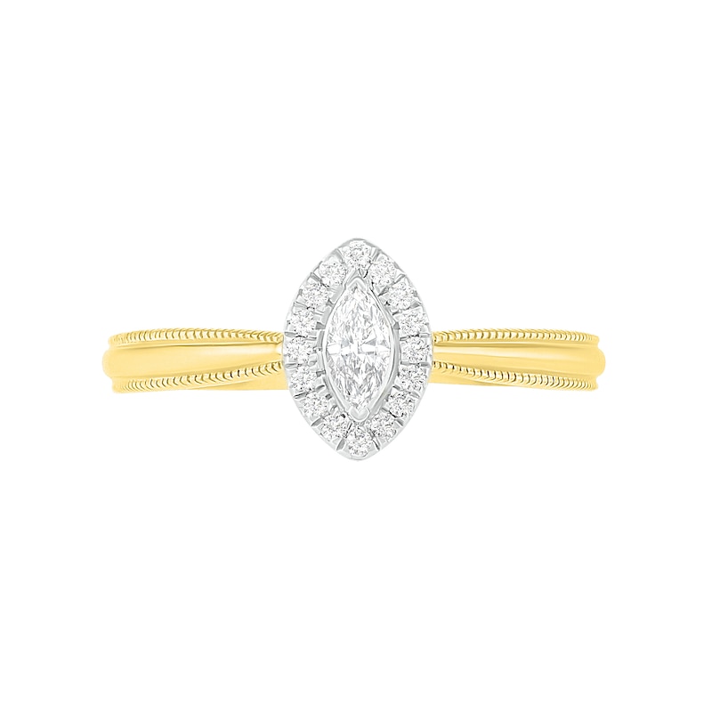 1/3 CT. T.W. Marquise Diamond Frame Vintage-Style Bridal Set in 10K Gold