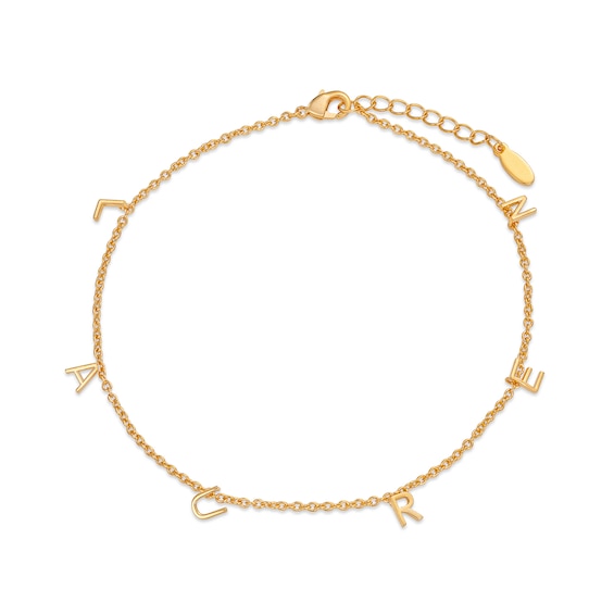 Letter Charm Station Name Anklet (1 Line) 10" Zales