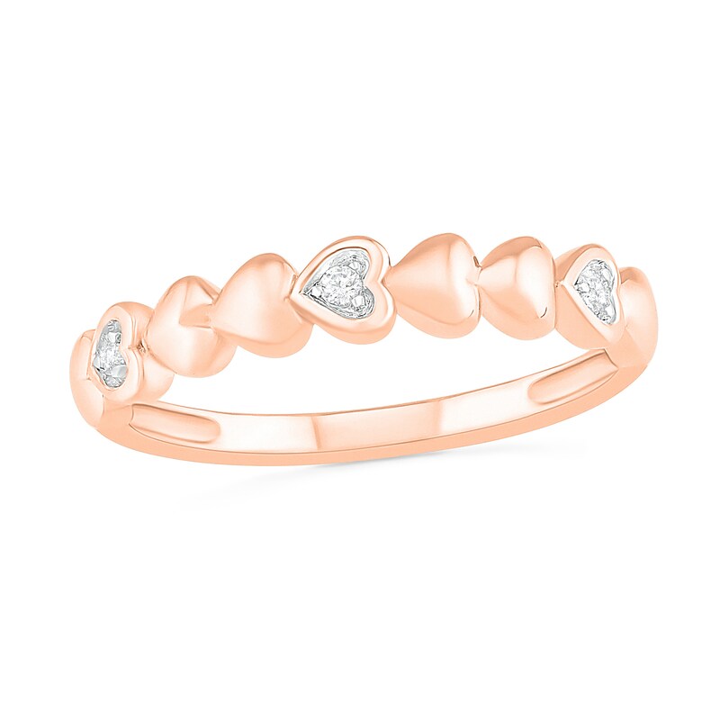 Main Image 1 of Diamond Accent Sideways Hearts Ring in 10K Rose Gold