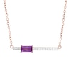 Thumbnail Image 1 of Marilyn Monroe™ Collection Baguette Amethyst and 1/8 CT. T.W. Diamond Bar Necklace in Sterling Silver with 18K Rose GP