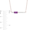 Thumbnail Image 2 of Marilyn Monroe™ Collection Baguette Amethyst and 1/8 CT. T.W. Diamond Bar Necklace in Sterling Silver with 18K Rose GP