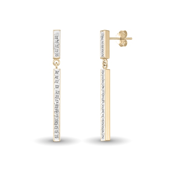 Diamond Fascinationâ¢ Bar Drop Earrings in Sterling Silver with 18K Gold Plate