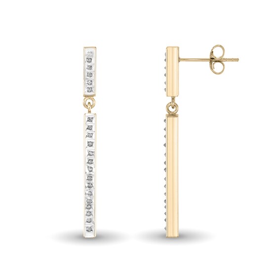 Diamond Fascinationâ¢ Bar Drop Earrings in Sterling Silver with 18K Gold Plate