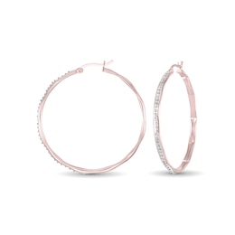 Diamond Fascination™ Hoop Earrings in Sterling Silver with 18K Rose Gold Plate
