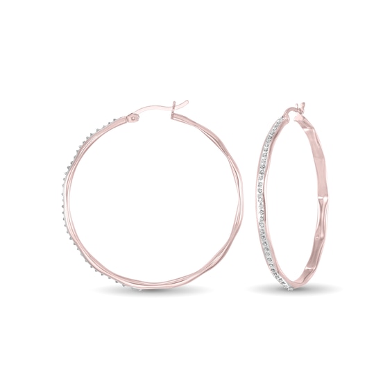 Diamond Fascination⢠Hoop Earrings in Sterling Silver with 18K Rose Gold Plate