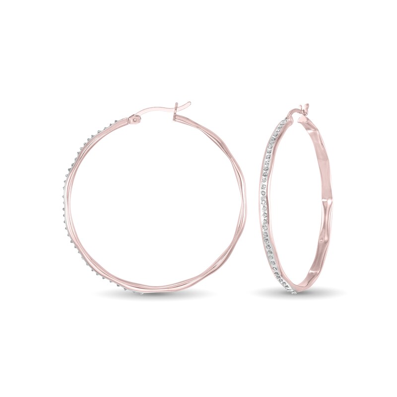 Main Image 1 of Diamond Fascination™ Hoop Earrings in Sterling Silver with 18K Rose Gold Plate