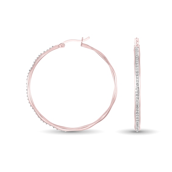 Diamond Fascinationâ¢ Hoop Earrings in Sterling Silver with 18K Rose Gold Plate